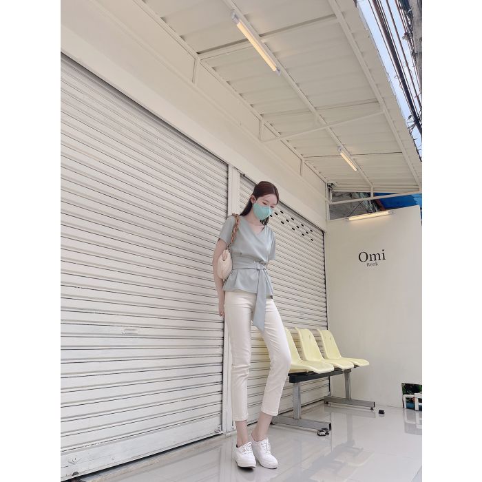 THEA SPLIT BACK DENIM PANTS-CREAM-S