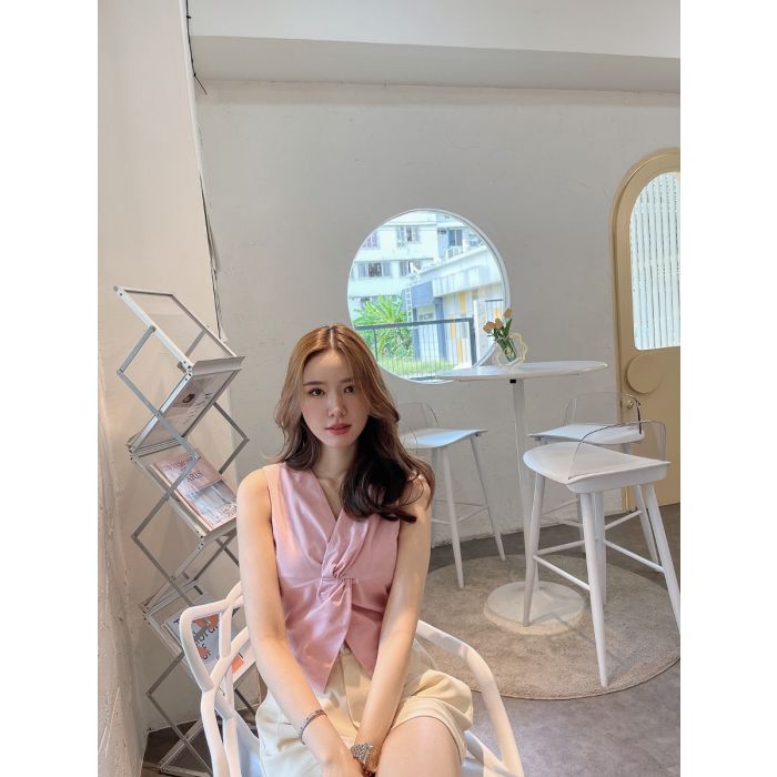 SORBET TWISTED SLEEVELESS TOP-PINK