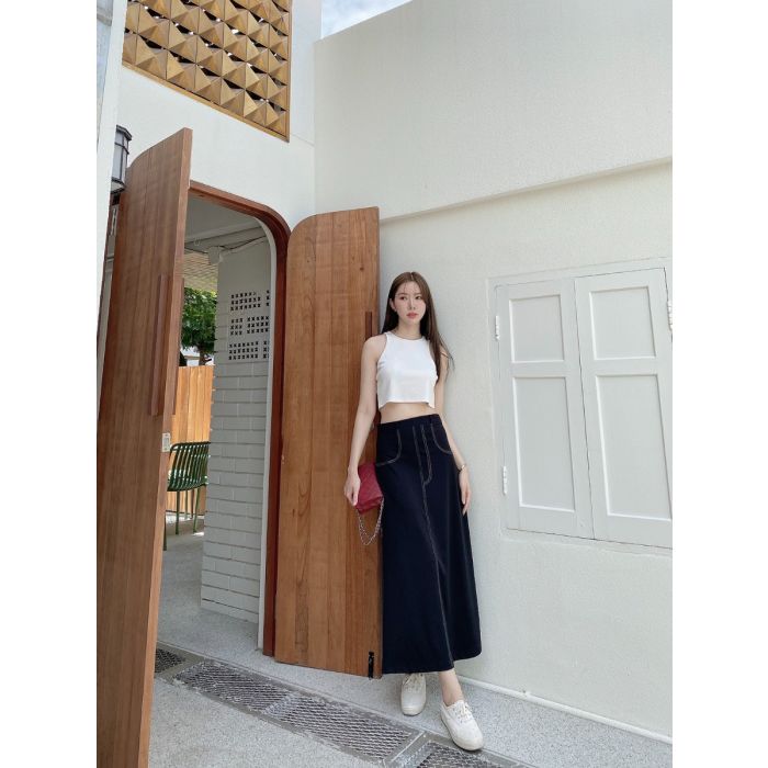 ZOLINA CROP TOP & LOW WAIST SKIRT SET-WHITE