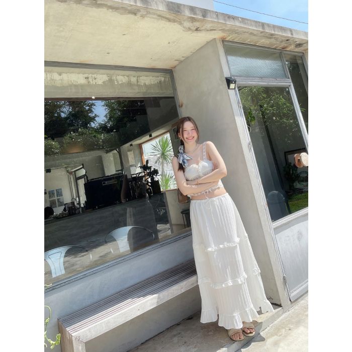 LILY STRIPE TIE WAIST MAXI SKIRT