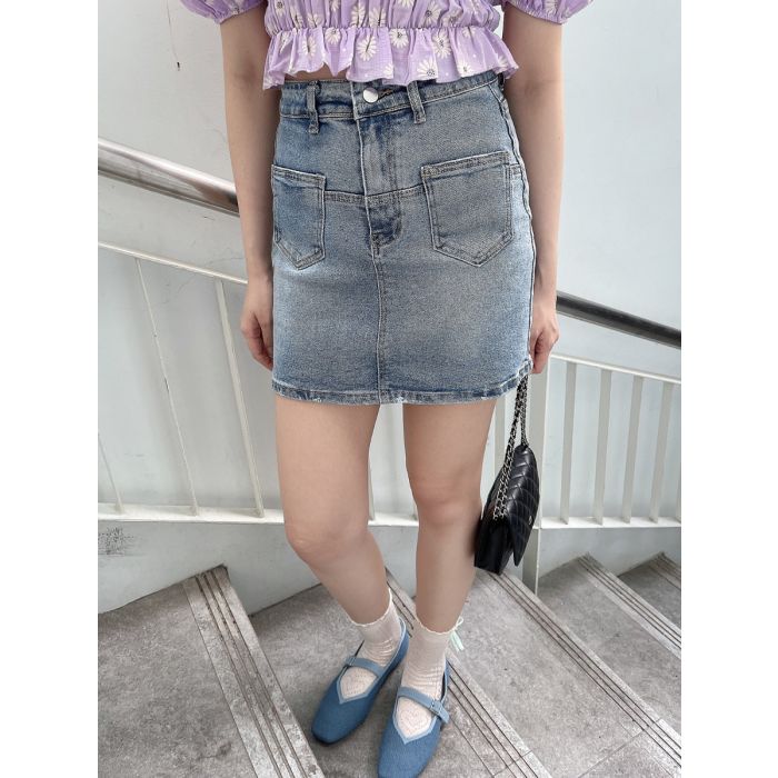 POCKET DENIM MINI SKIRT