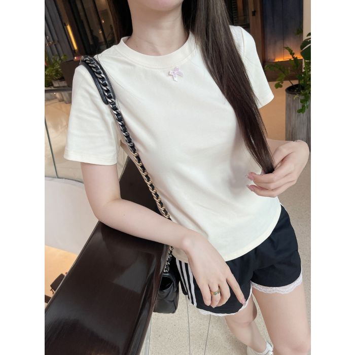 MINI BOW BABY TEE-CUSTARD-S