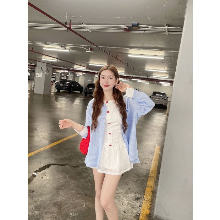 LAZY SUNDAY STRIPE OVERSIZED SHIRT