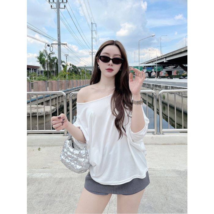 BATWING JERSEY TOP-WHITE