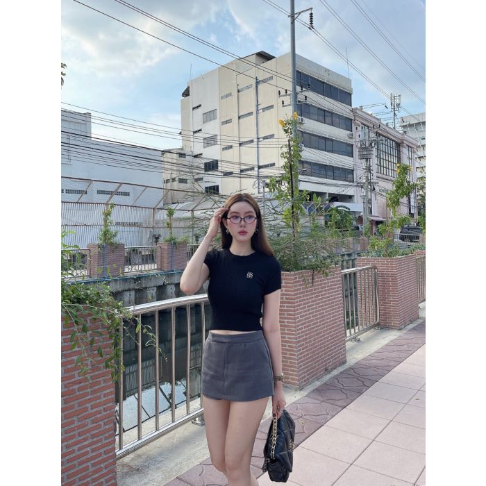 SLYQ BRAID KNIT TOP-BLACK