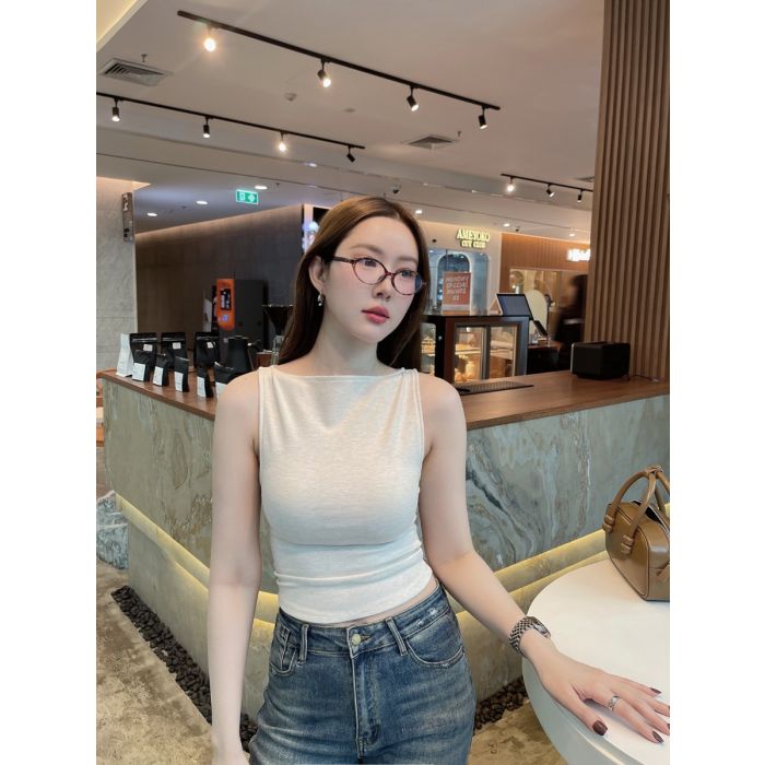 GISELLE JERSEY SLEEVELESS TOP-CREAM