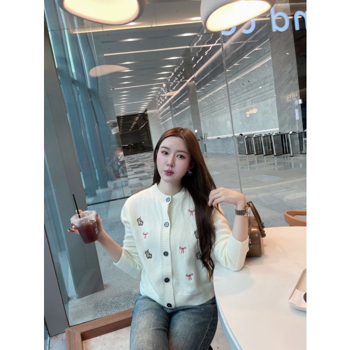 PUPPIES BOW KNIT CARDIGAN
