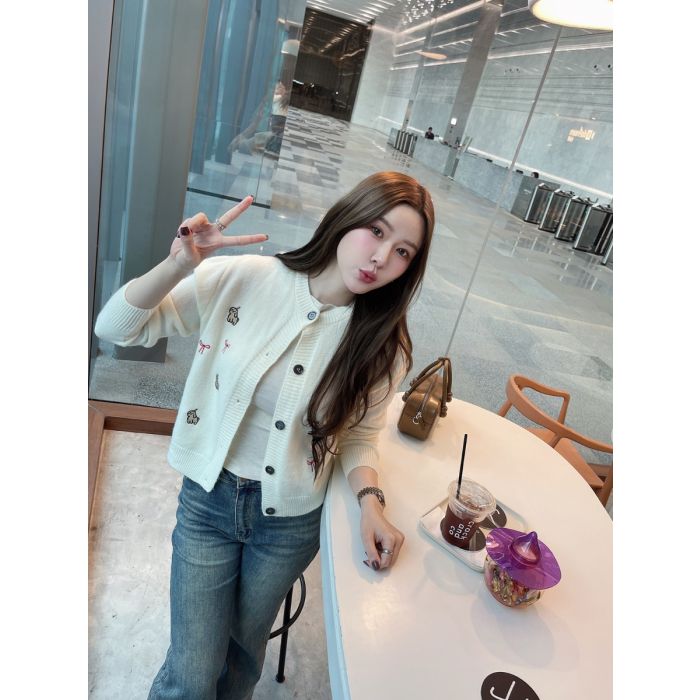 PUPPIES BOW KNIT CARDIGAN-VANILLA