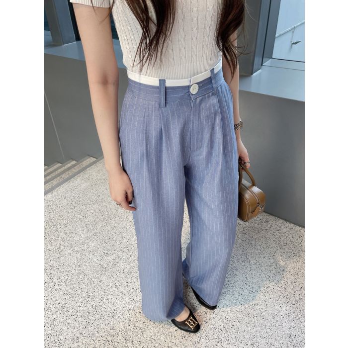 BELGRAVIA PINSTRIPE PANTS-BLUE-L