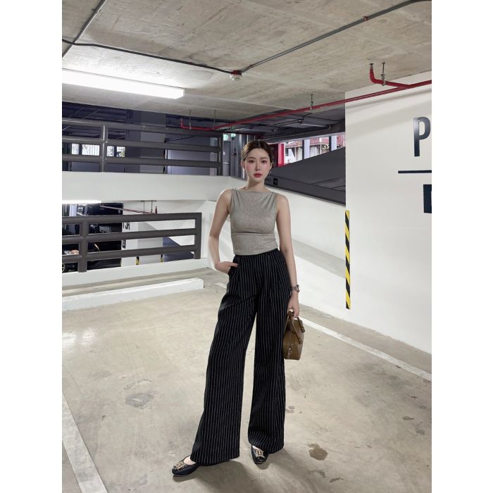 BELGRAVIA PINSTRIPE PANTS-BLACK-S