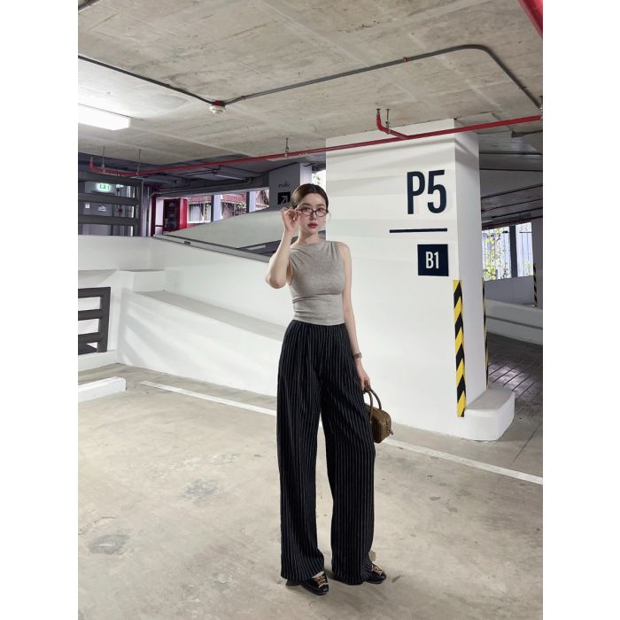 BELGRAVIA PINSTRIPE PANTS-BLACK-M