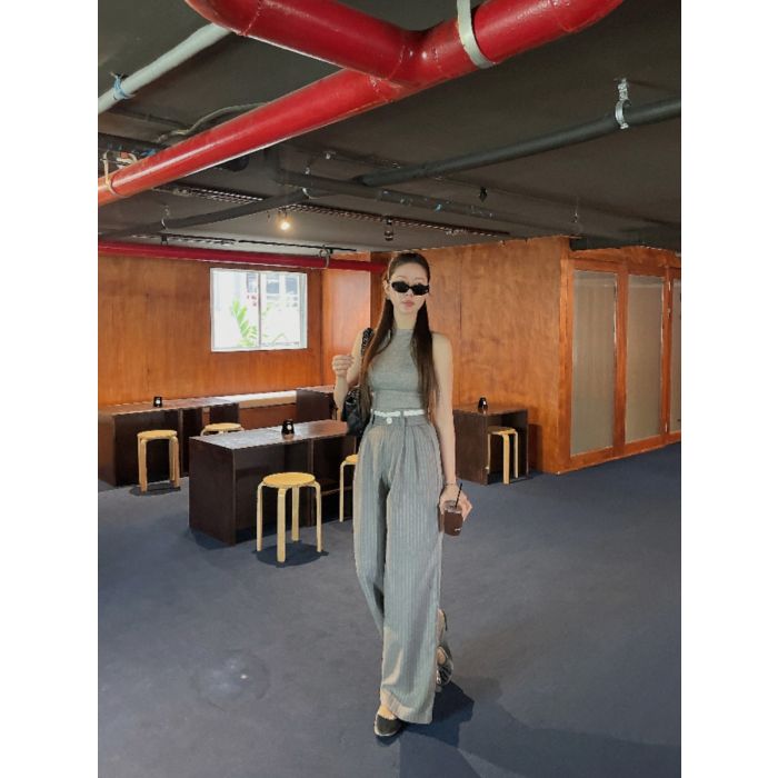 BELGRAVIA PINSTRIPE PANTS-GREY-S