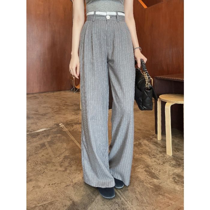 BELGRAVIA PINSTRIPE PANTS-GREY-L