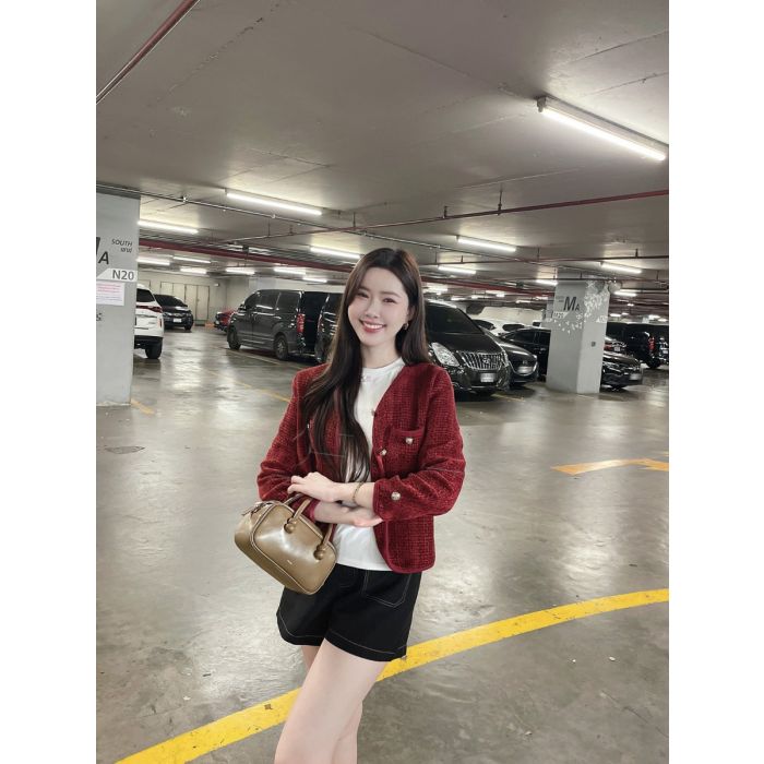 MAROON TWEED JACKET-RED