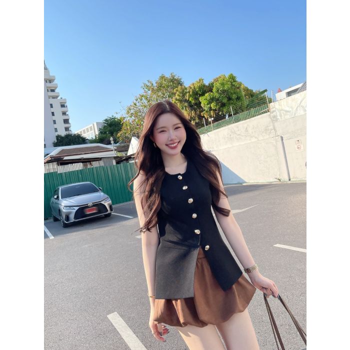 GREEK GODDESS SLEEVELESS KNIT TOP-BLACK