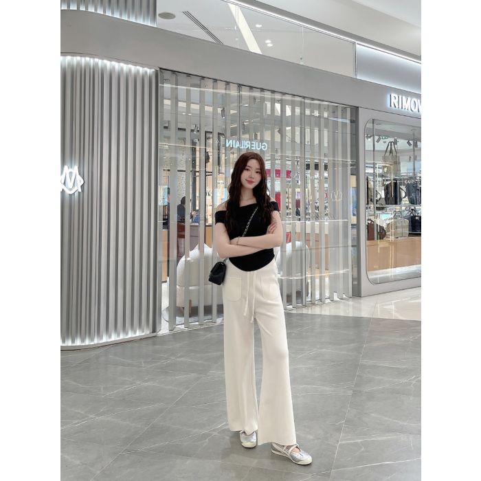 FLUFFE SOFT KNIT PANTS-WHITE