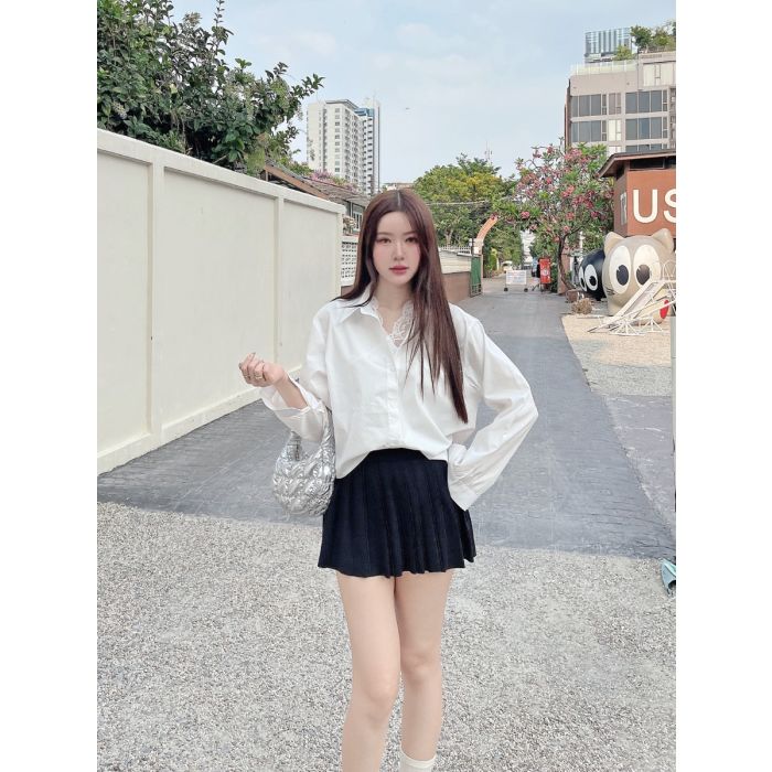 SEONMI LACE COTTON SHIRT-WHITE