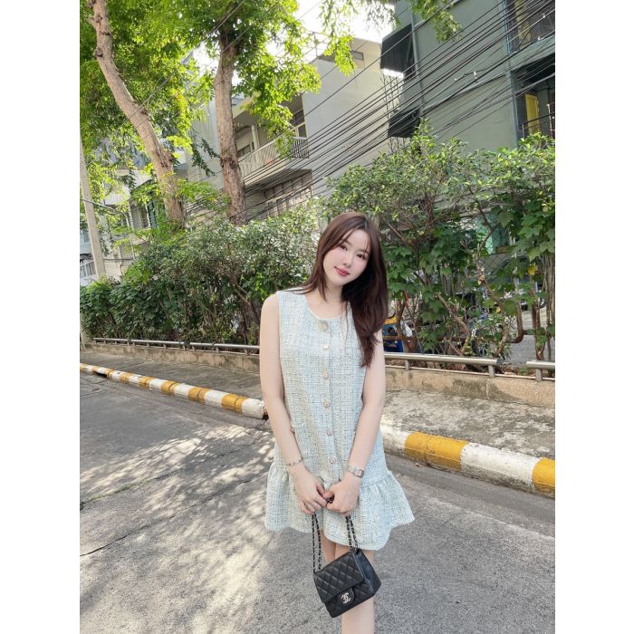 CAVELLE POCKET TWEED DRESS-MINT