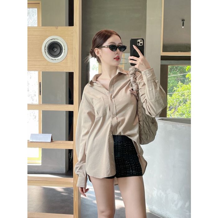 MUTED BASIC OVERSIZED SHIRT-TAUPE
