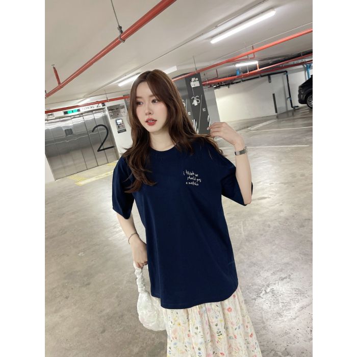 MATCHA OVERSIZED COTTON TOP-NAVY
