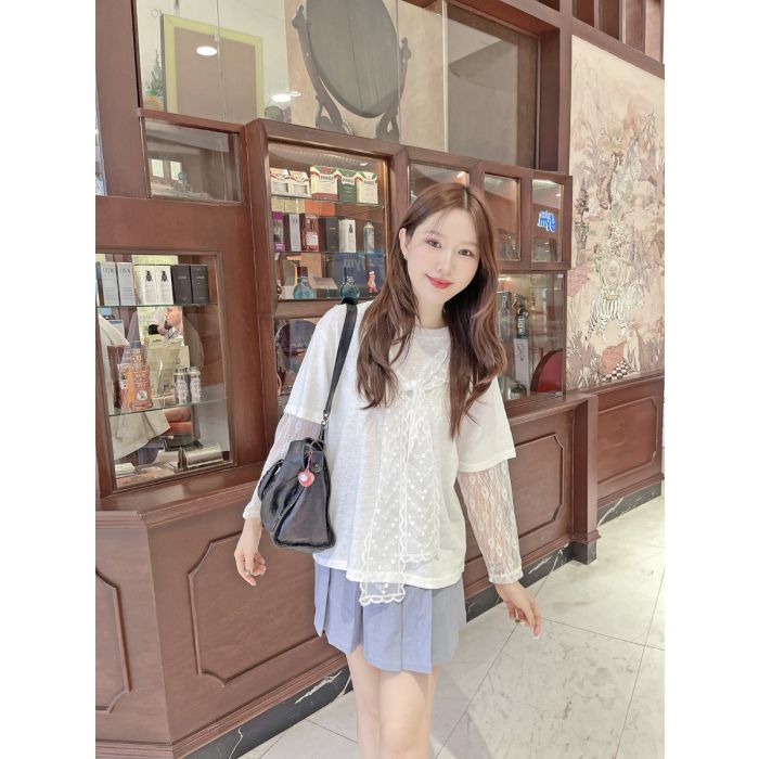 MIRALETTE LACE COLLAR BLOUSE-WHITE
