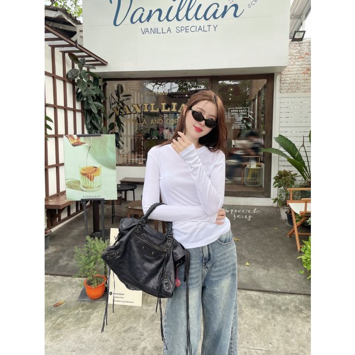 CLOUDSKIN LONG SLEEVE TOP-WHITE