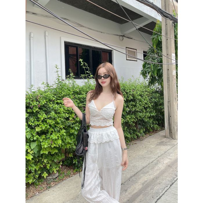 SYLVI LACE CROP TOP-WHITE