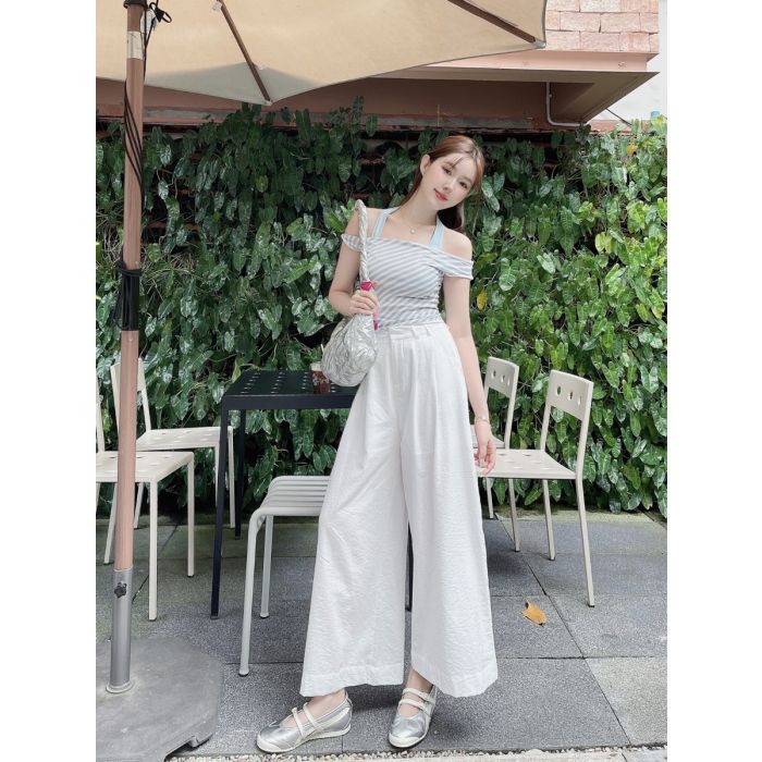 NIXIE LOOSE CROPPED PANTS-WHITE-S
