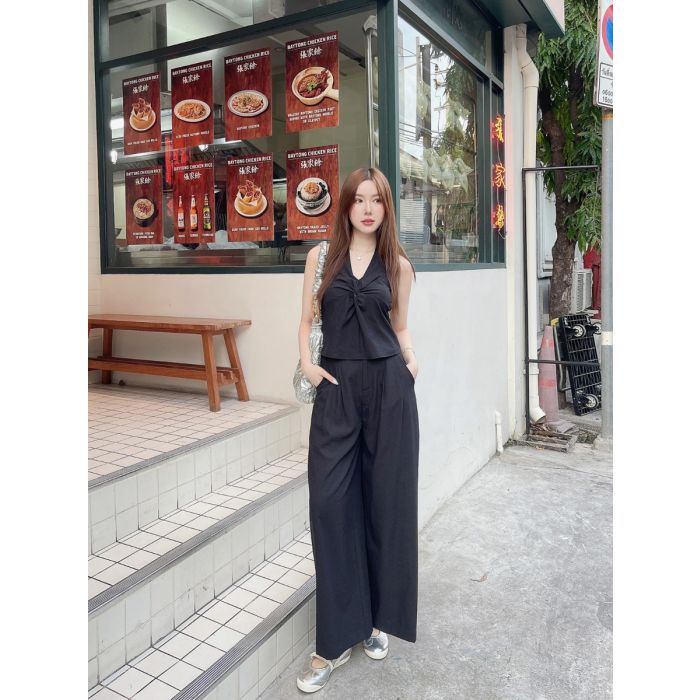 NIXIE LOOSE CROPPED PANTS-BLACK-S