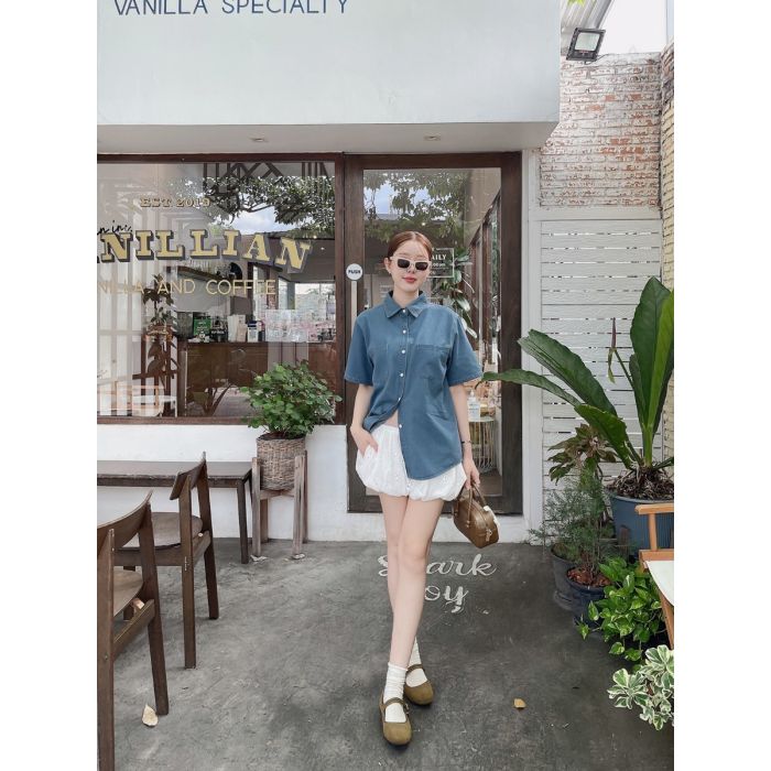 LILO OVERSIZED SOFT DENIM SHIRT-BLUE
