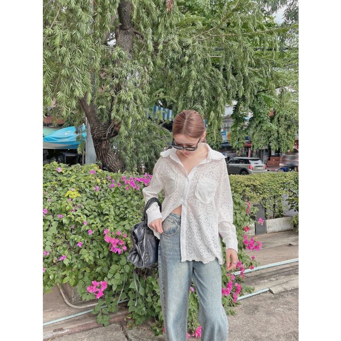 NOVELLE OVERSIZED SOFT LACE SHIRT
