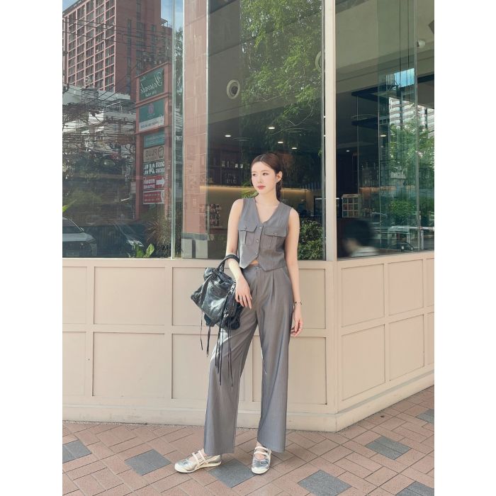 ONYX TOP & PANTS SET-CHARCOAL