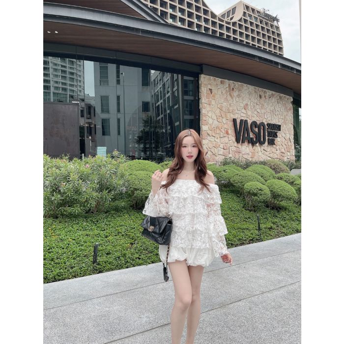 NOELE OFF SHOULDER LACE TOP-WHITE