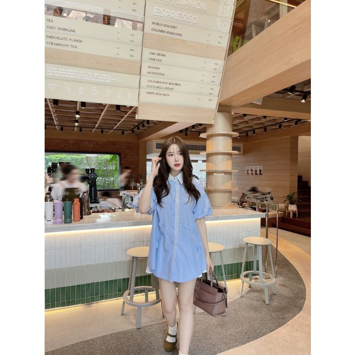 SORELLE STRIPE OVERSIZED TUNIC SHIRT-BLUE