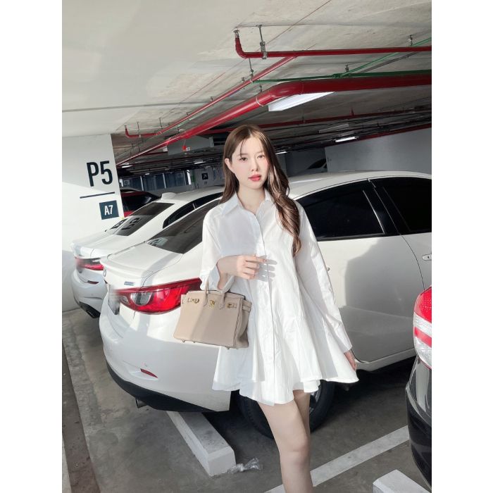 ARLENE COTTON SHIRT DRESS-WHITE