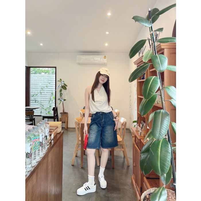TEDDY BERMUDA DENIM JORTS PANTS-NAVY-M