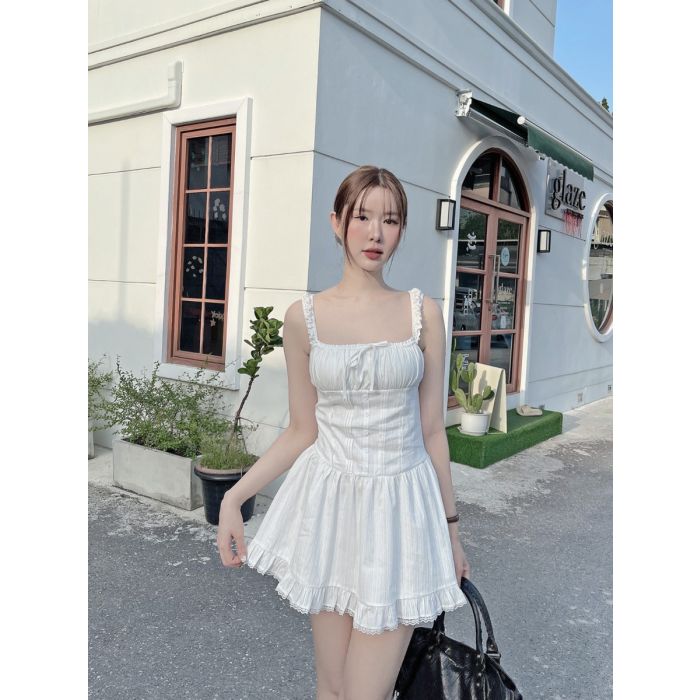 LOLA COTTON MINI DRESS-WHITE
