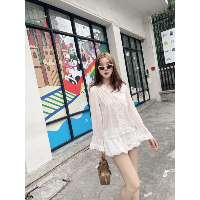 DOROTHY ROSE CHIFFON BLOUSE-WHITE