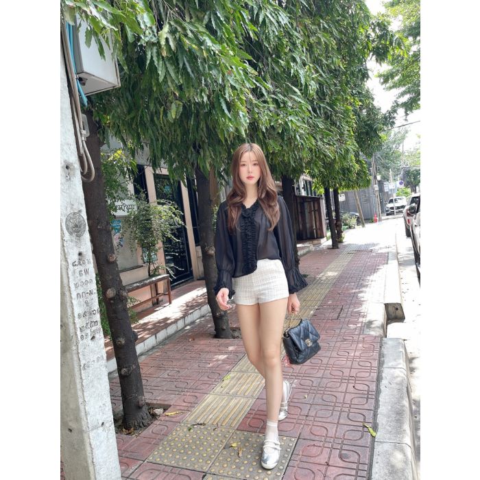 DOROTHY ROSE CHIFFON BLOUSE-BLACK