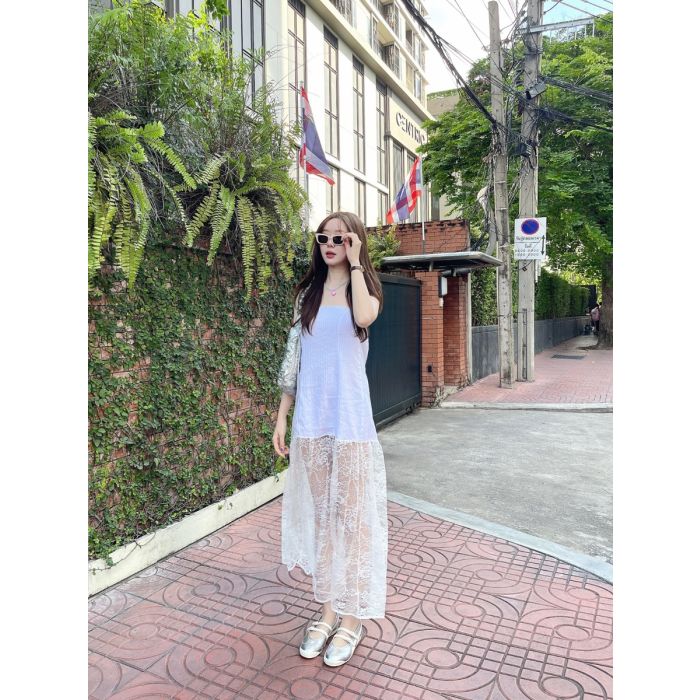 SENORITA LACE MAXI DRESS-WHITE