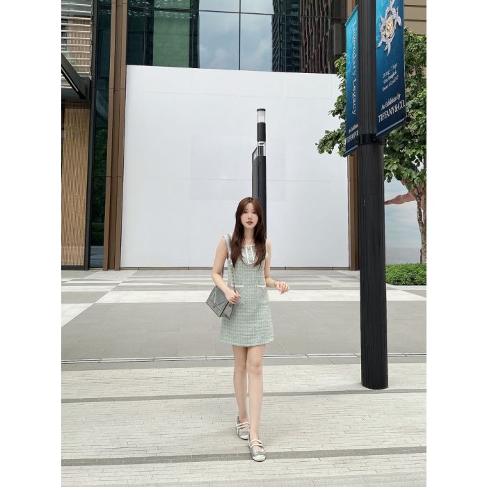 BONBON TWEED DRESS-MINT-M