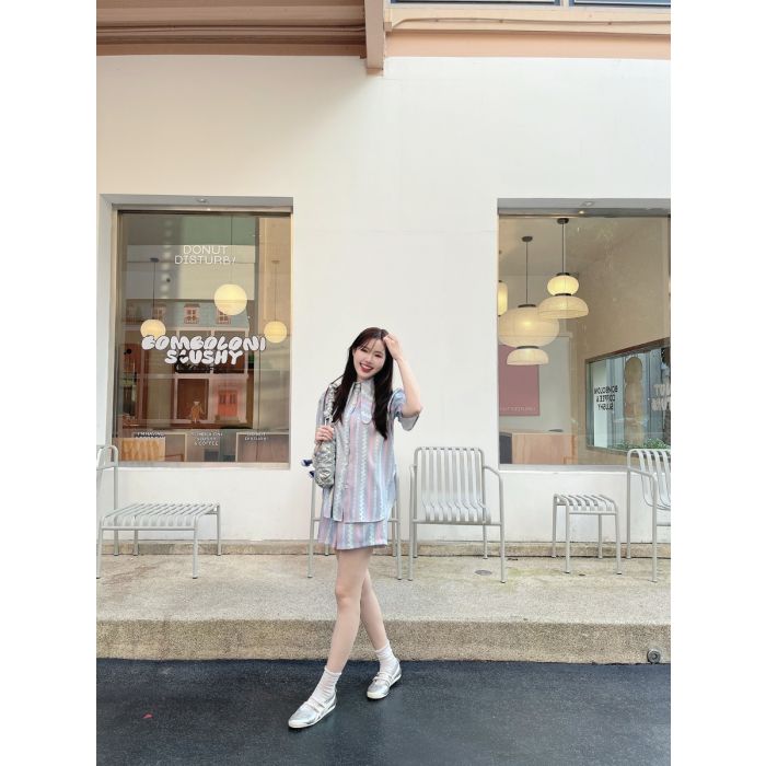 MINI HEART PASTEL SHIRT & SHORT SET-LAVENDER