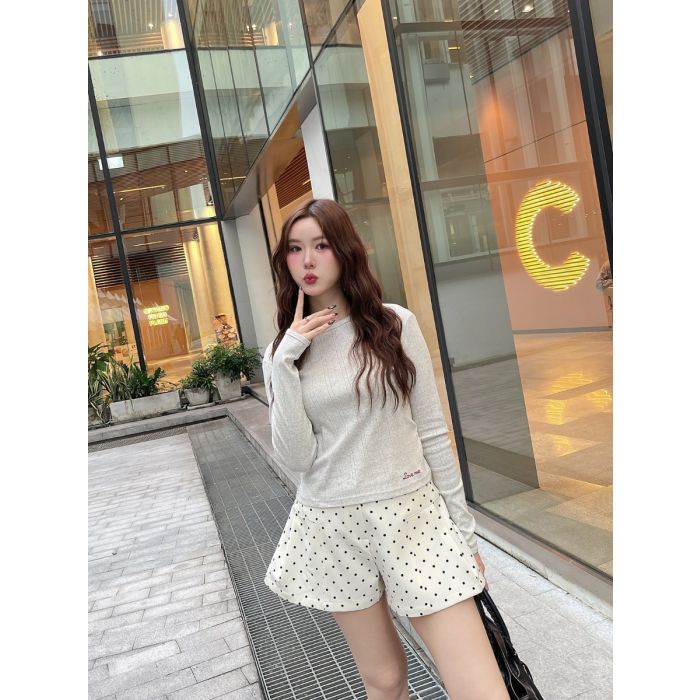 LOVE ME LONG SLEEVE JERSEY TOP-LIGHT GREY