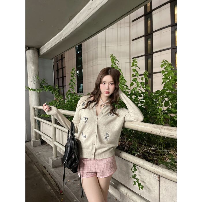 CAT AND BOY KNIT CARDIGAN-BEIGE