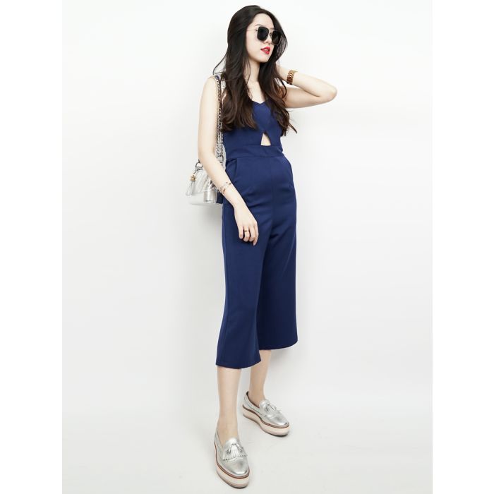 MILA TRIANGLE CUT OUT JUMPSUIT -BLUE