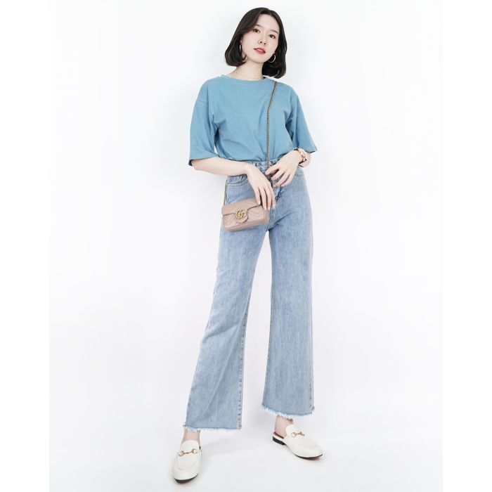 SIDE BUTTON DENIM PANTS