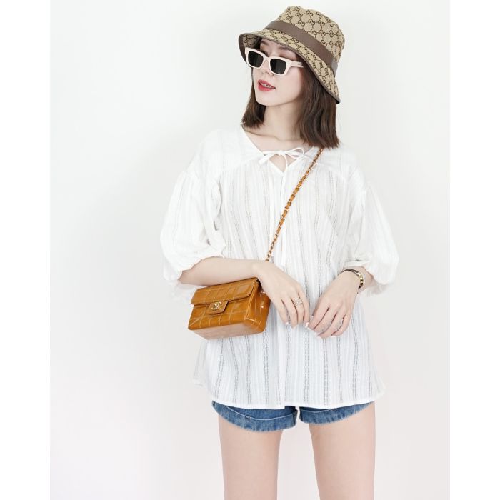AZTEC BOW LACE OVERSIZE BLOUSE