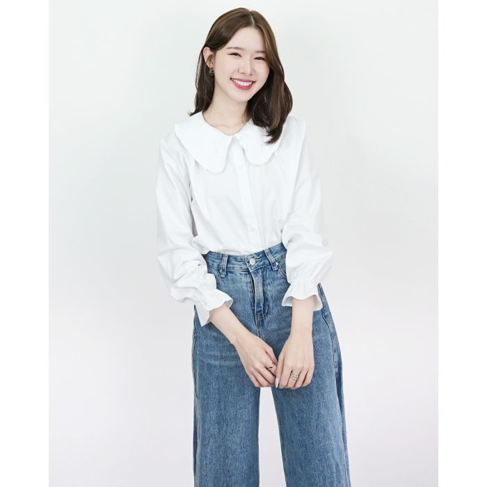 PURITAN PREPPY COLLAR BLOUSE-WHITE