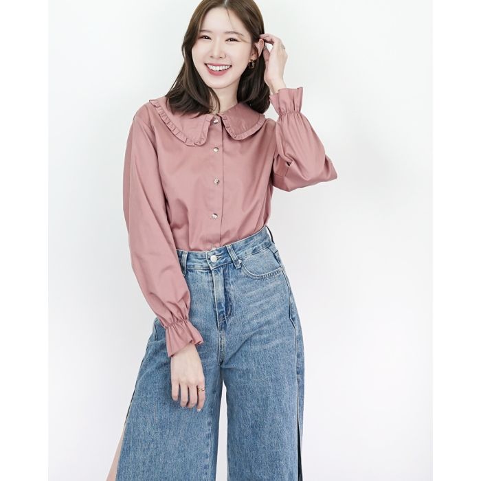 PURITAN PREPPY COLLAR BLOUSE-ROSY BROWN