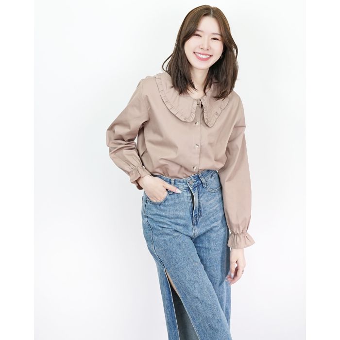 PURITAN PREPPY COLLAR BLOUSE-KHAKI